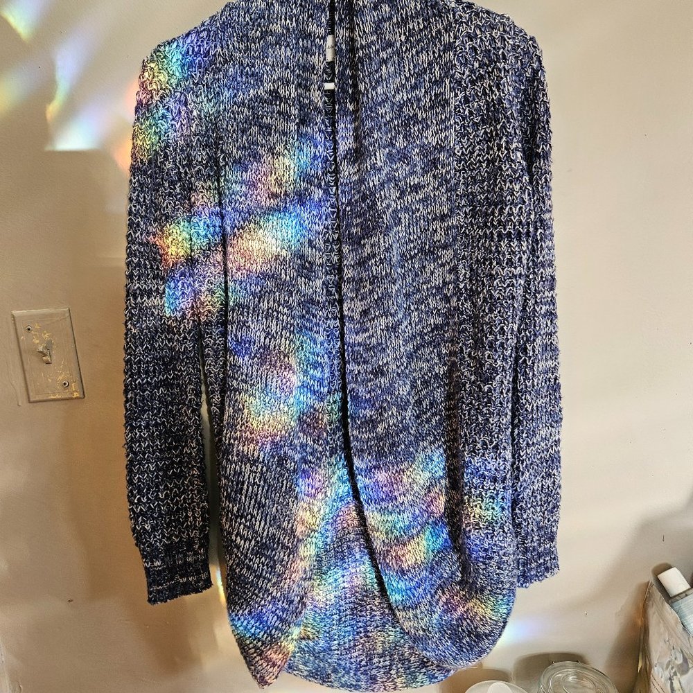 Blue and white cardigan